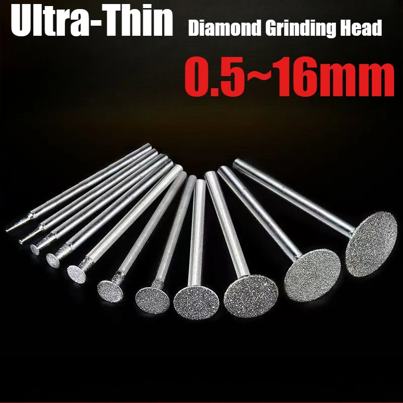 10/5PCS Grinding Bit Accessory Ultra-Thin 2.35mm T Head Shank Diamond Mounted Point Stone Jade Carve Polish Engrave Tools Set