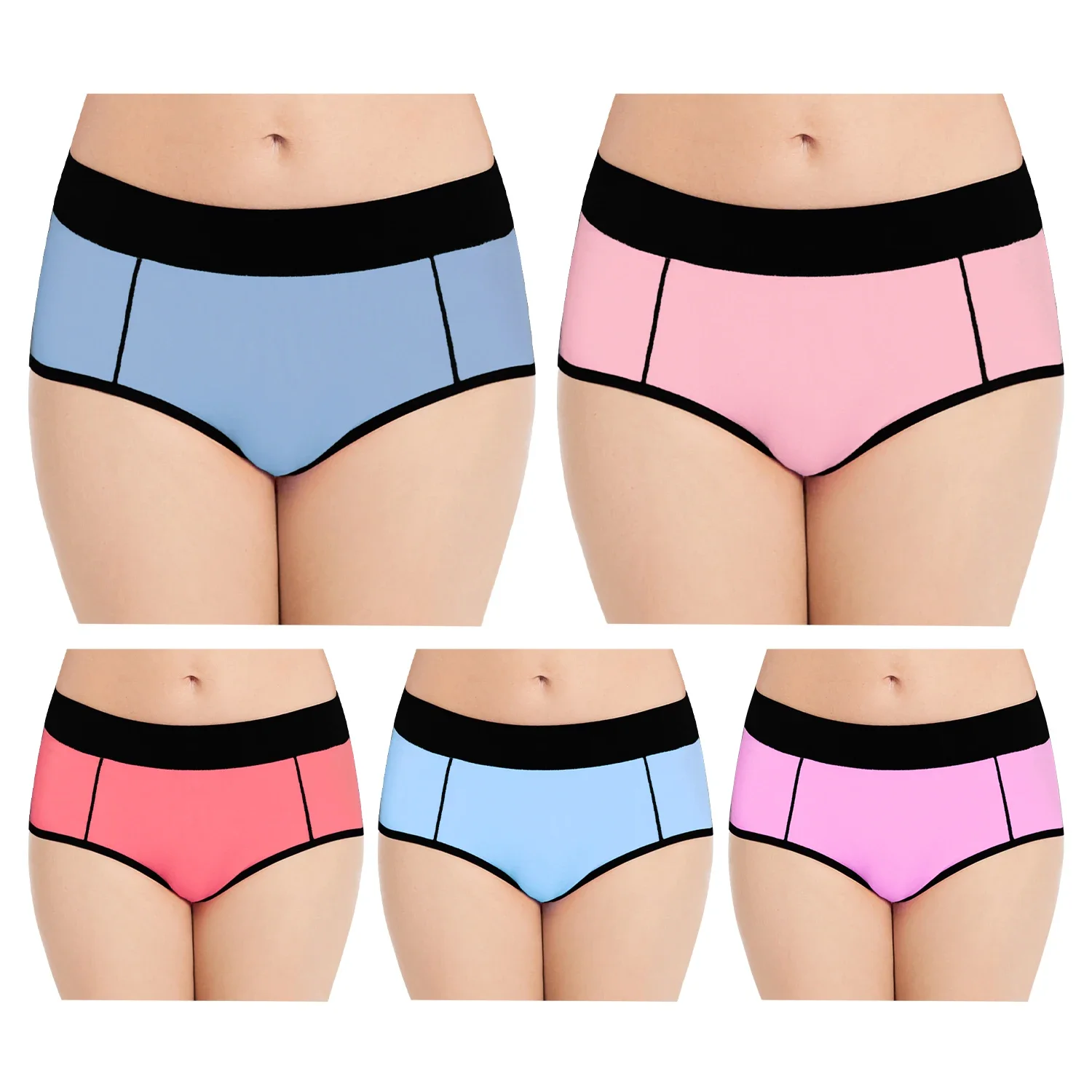 POKARLA 5PCS Women’s Soft Cotton Briefs Comfortable High Waisted Underwear Female Full Coverage Plus Size Panties for Work Sport