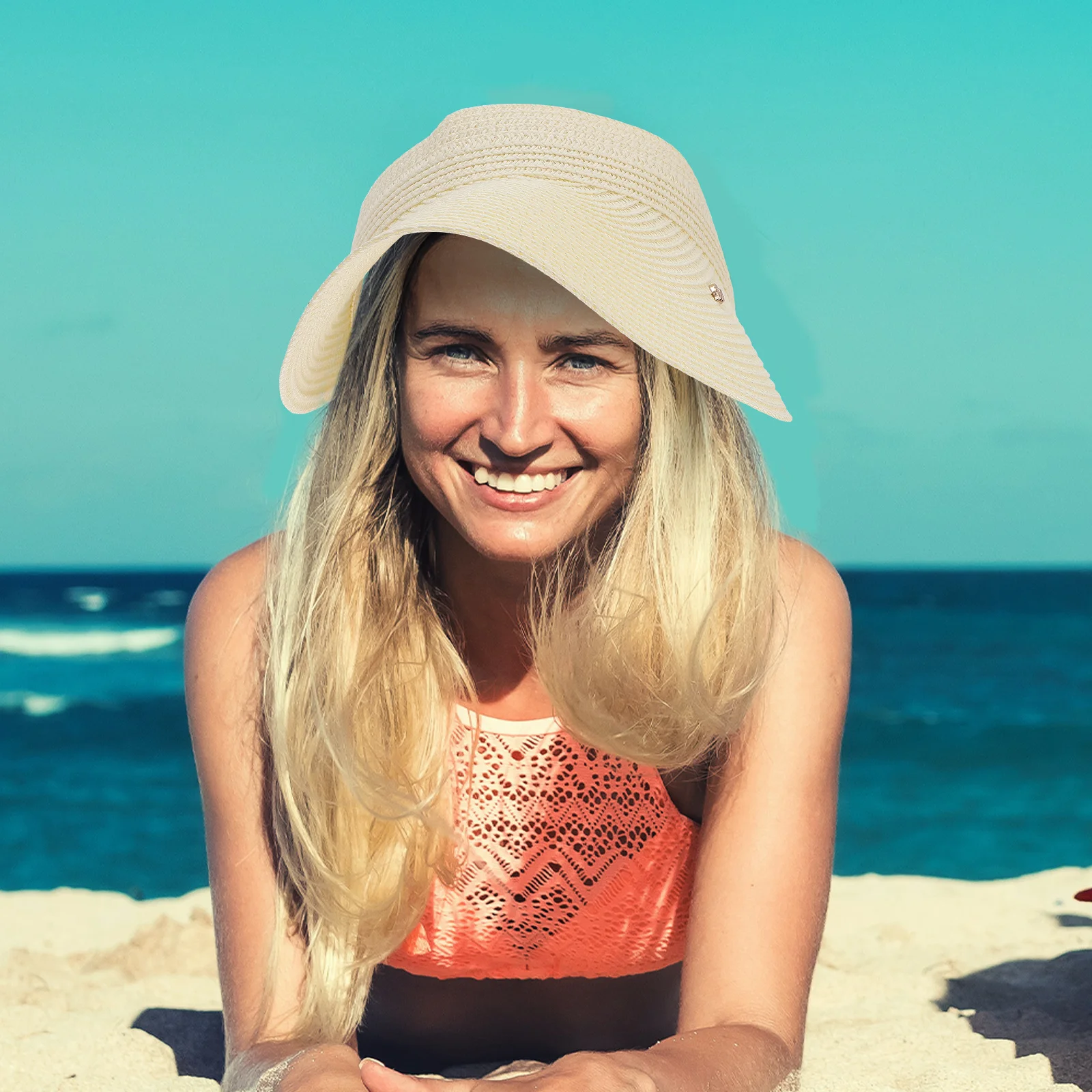 

1Pcs Women Straw Weaving Visor Summer Beach Sun Hat Outdoor Travel Sports Hiking Fishing Cap Straw Weaving Visor Hat