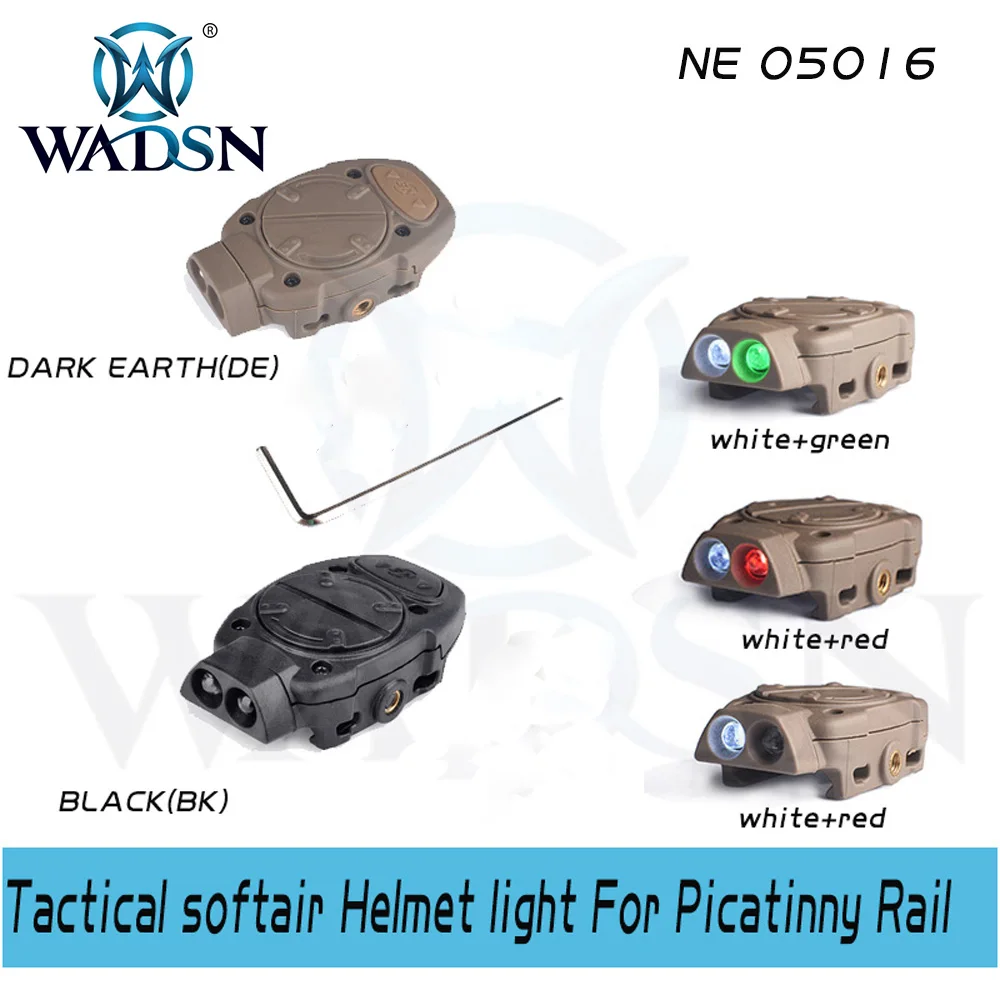 WADSN Princeton Tactical White Red IR Fast Helmet Light For Picatinny Rail Hunting Rifle Mini Switch Lamp Softair Weapon Lamp