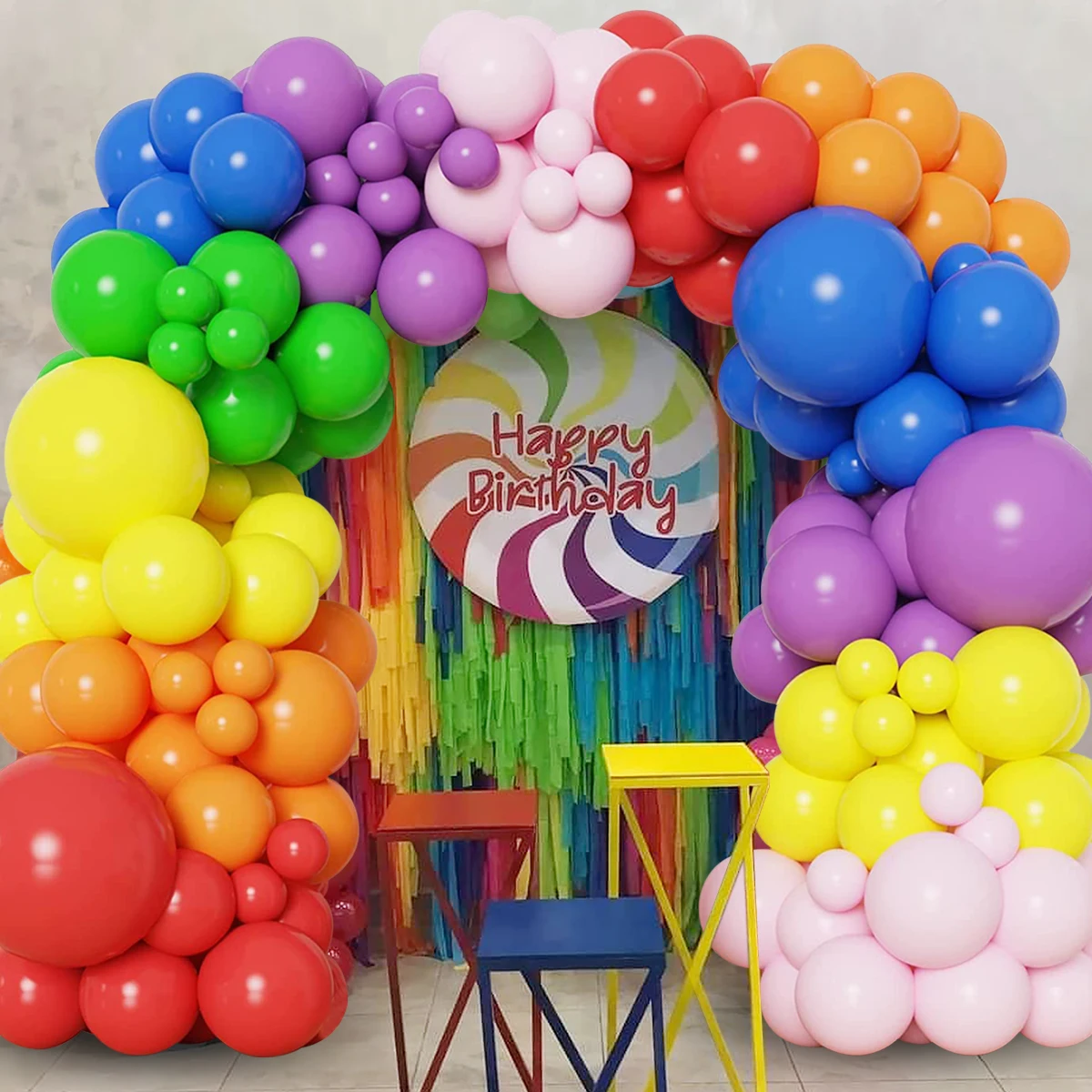 Colorful Rainbow Balloon Garland Arch Kit Multicolor Latex Ballons Decoration Wedding Birthday Decor Kid Baby Shower Favor Party