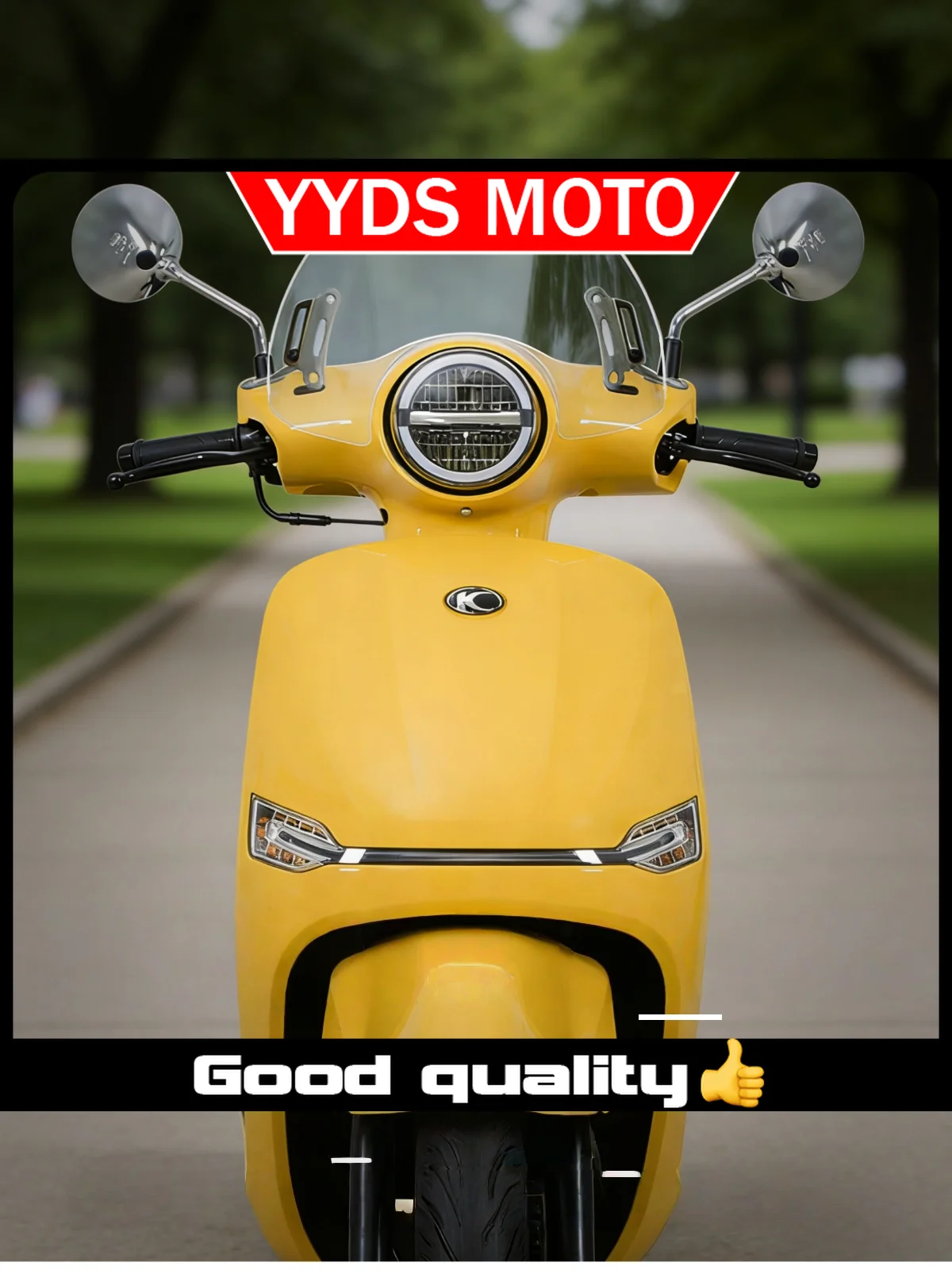 

For Kymco KR 50 motorcycles, a custom windshield with a raised front windshield is available as a motorcycle accessory.