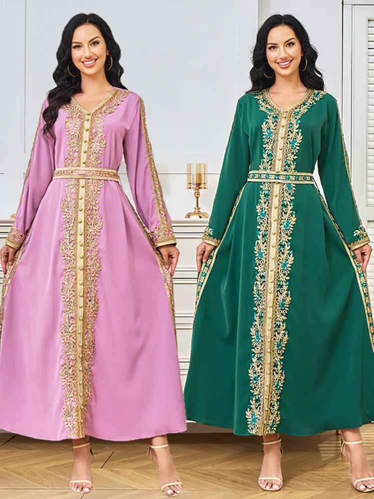 

Middle Eastern Arab Women's Wear Muslim Luxury Fashion Robe Women's Long Dress Dubai Embroidered Beaded Evening Dress Dress