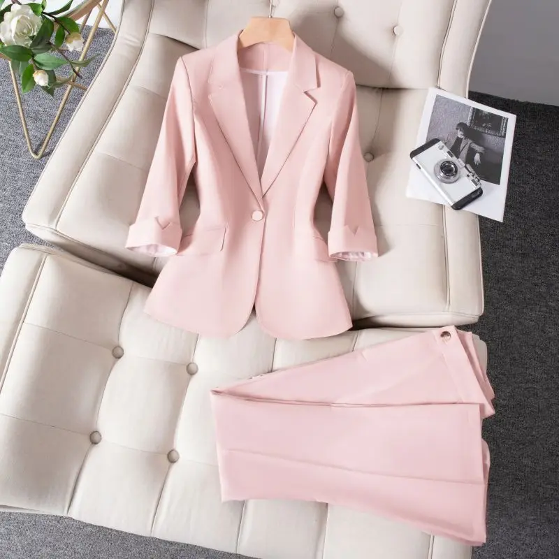 Commuter Formal Suit Work Clothes 3/4 Sleeve Suit Coat for Women2024Spring and Summer New High-Grade Workwear Suit