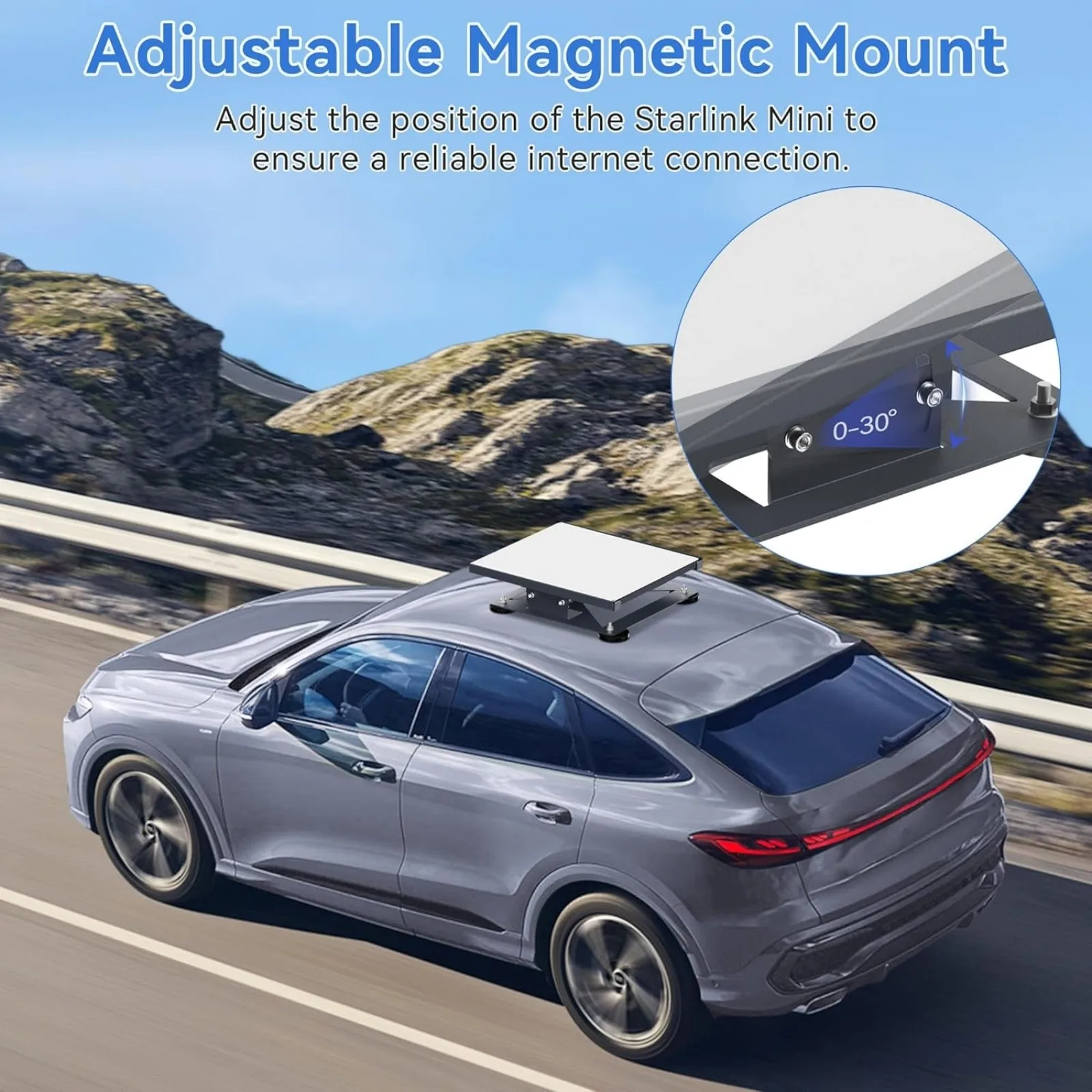 Starlink Mini Magnetic Mount for RV Cars Roof Racks Trucks 30° Adjustable Angle