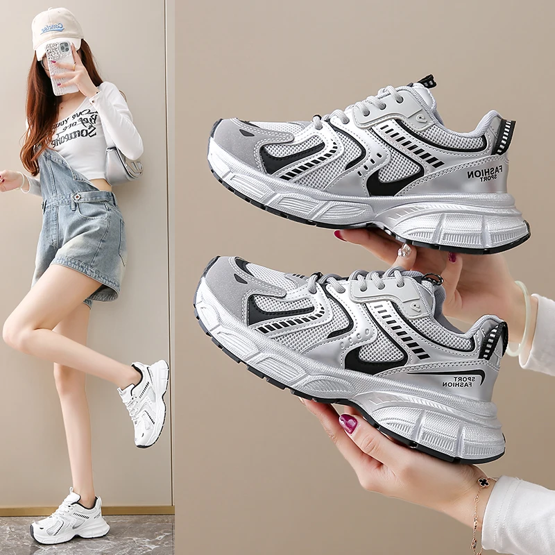 

Women Shoes 2025 New Autumn Trendy Brand Torre Female Thick Sole Increased Casual Flow Reflective Sports Running Trendy Shoes