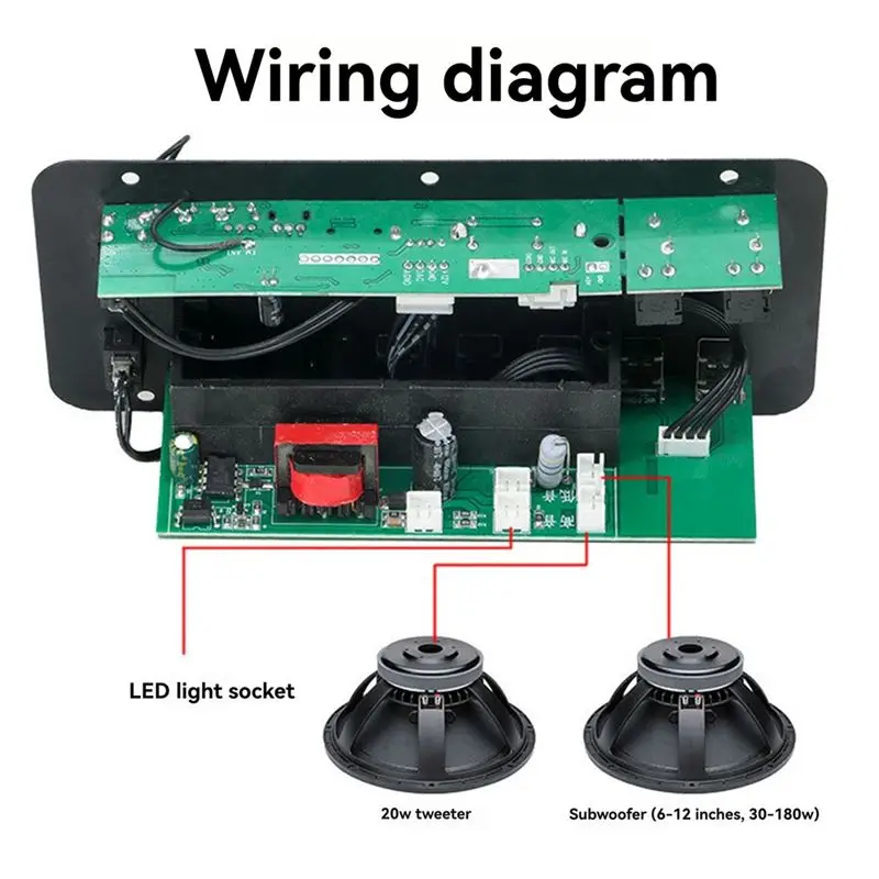 B31B Bluetooth 5.0 Amplifier Board 2-Channel Audio for AMP with USB FM Radio TF Player Optical Input for Home Car Karaoke