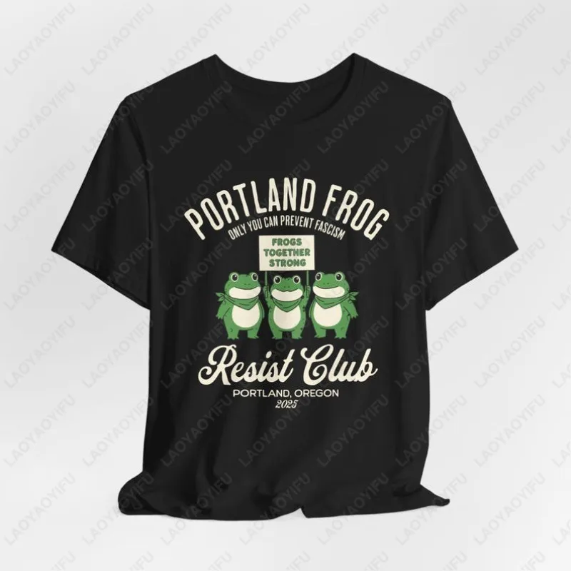 Portland Frog Protest Resist Club Men Women TShirt Progressive Unisex Cotton Tees Casual Funny All Match Humor Fashion Tops Gift