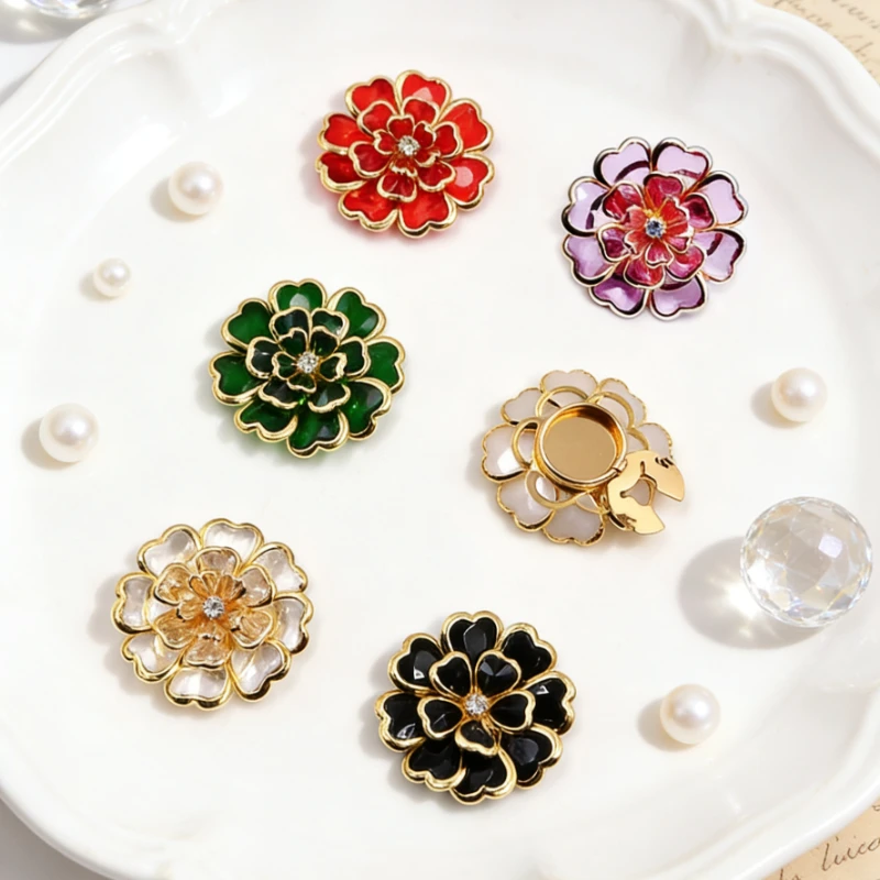 2 Pezzi Copribottoni Decorativi a Fiore di Alta Qualità per Abbigliamento Fai-da-Te, Decorazione per Bottoni di Camicie in Lega