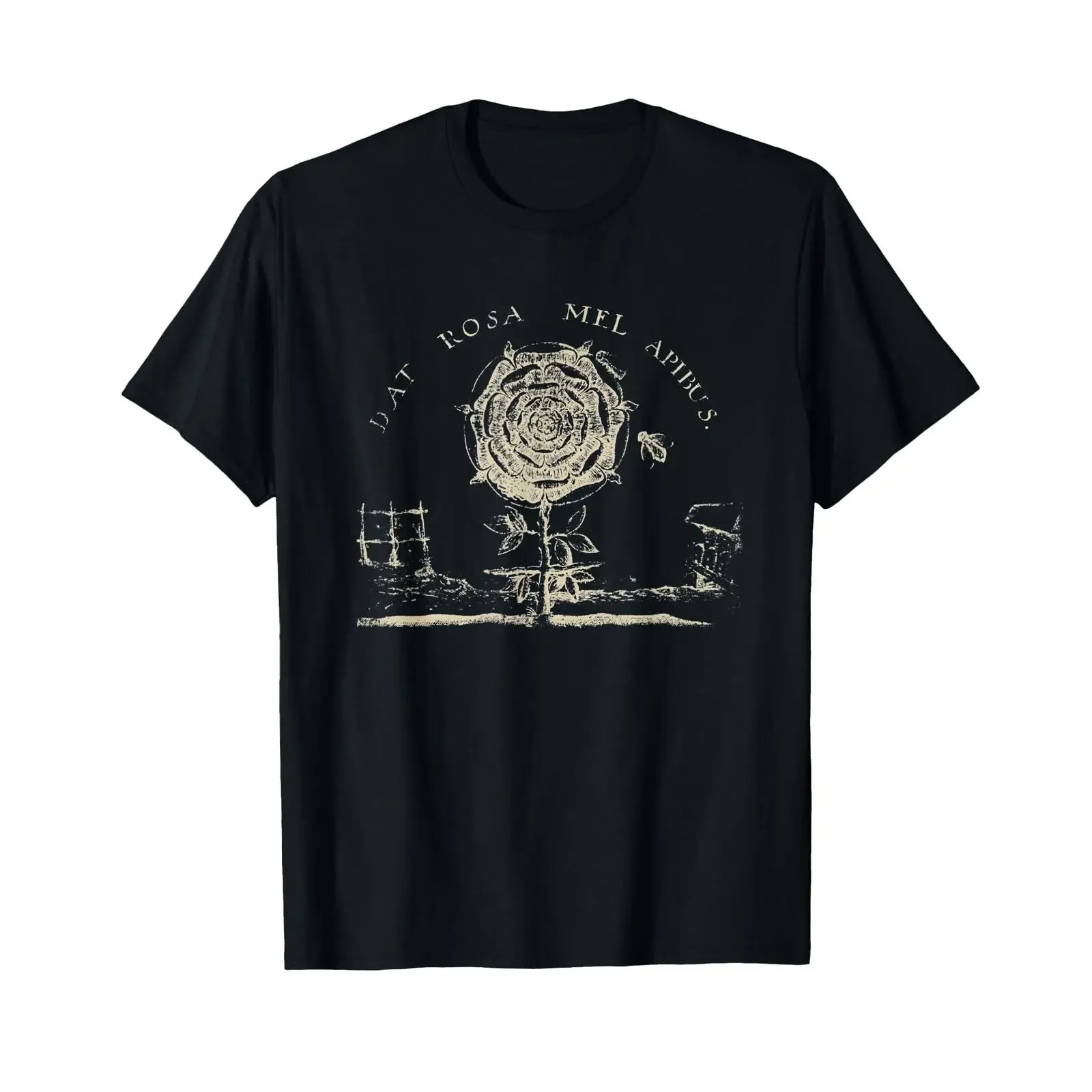 Camiseta con Emblema Rosacruz Dat Rosa Mel Apibus, Estilo Vintage, Unisex, Casual, Ligeramente Suave, Cómoda y Transpirable