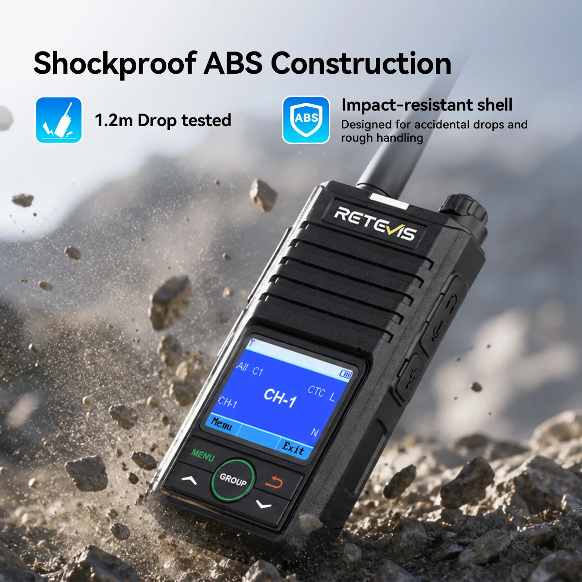 RETEVIS RB658P PMR-Funkgerät mit App- und PC-Programmierung, 10 m Bluetooth-Verbindung, lizenzfreies Funkgerät für Camping und Survival – Detail 9