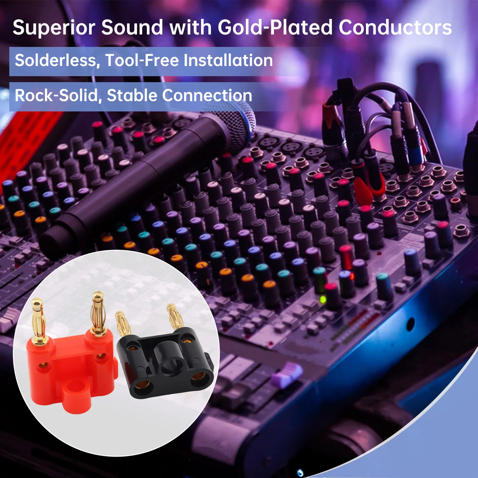 10個の積み重ね可能な4mmバナナプラグキット、スピーカーアンプ、マルチメータテストリード、電源、19mm間隔のデュアルエントリーコネクタ用