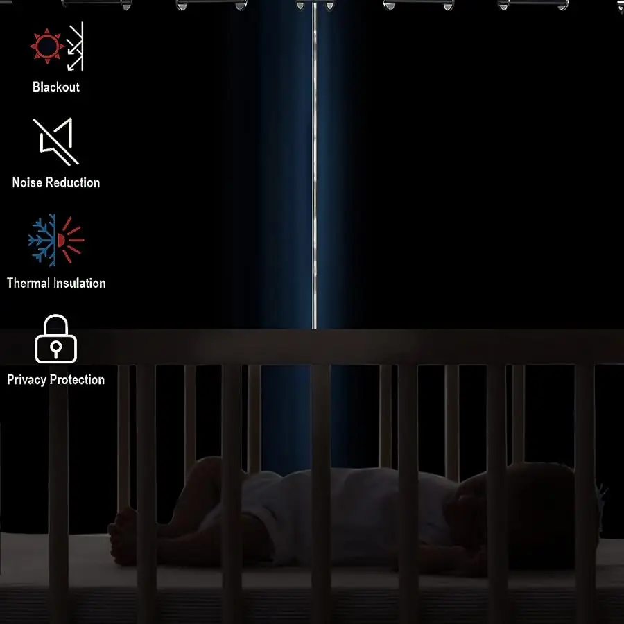 ستائر تعتيم بحلقات زرقاء من Na y لغرفة النوم ستائر غرفة معزولة حراريًا، 42 × 72 بوصة، لوحتان