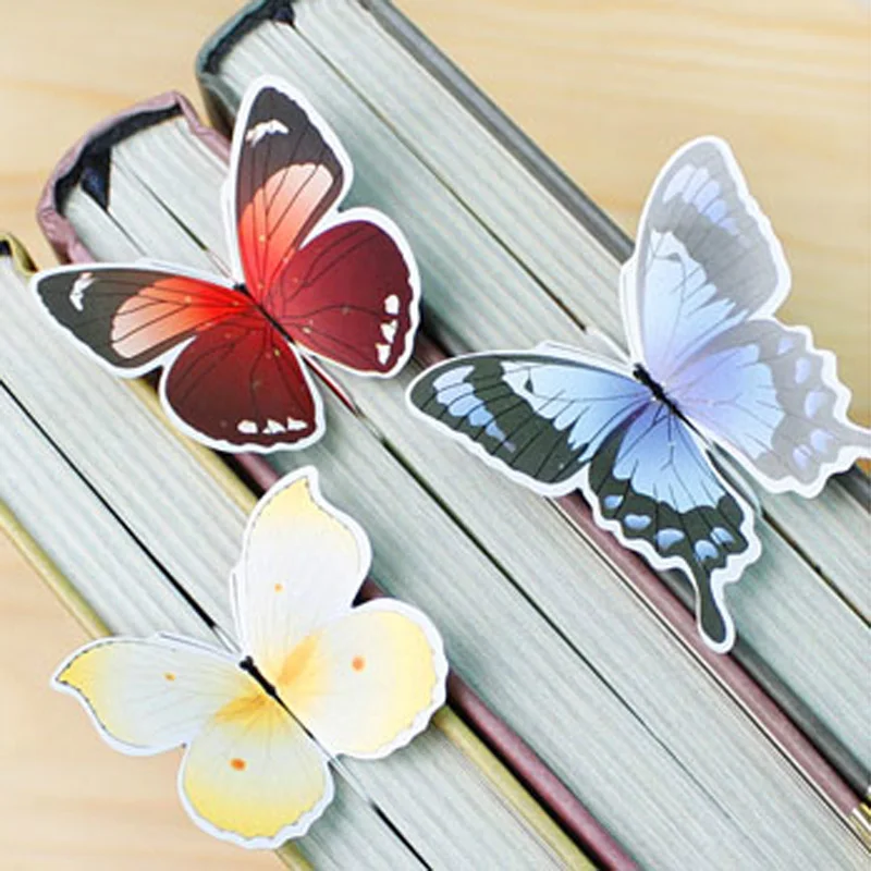 1 Set Bookmark Butterfly Style Teacher\'s Gift Book Marker Stationery Gift Realistic Cute Kawaii Cartoon 3d Bookmark