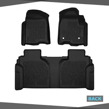 適用於 2019-2024 年雪佛蘭 Silverado 和 GMC Sierra 1500 Crew Cab 的全覆蓋式 TPE 全天候腳墊,三件套,黑色 10 最佳銷售 GMC Sierra配件 - №5