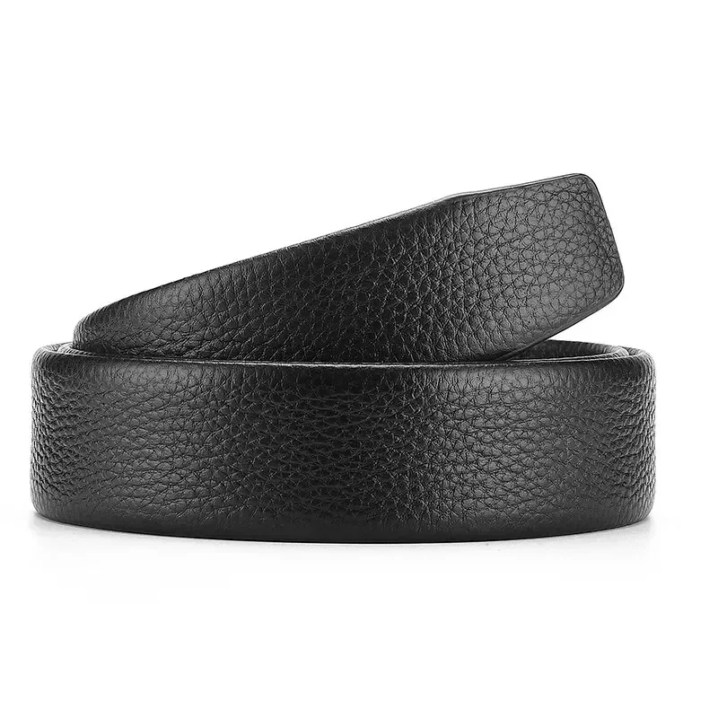 2Pcs 3.5cm/1.37inch Width Black Soft PU Leather Men Belts Body No Buckle Straps for Automatic Buckle Men\'s Belt Without Buckle