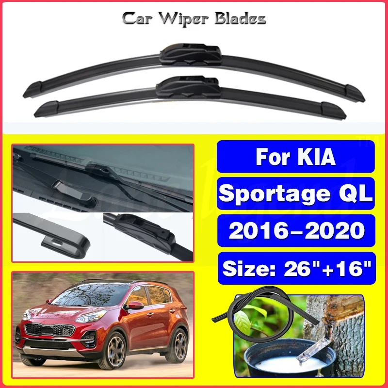 

Wiper Front Hybrid Wiper Blades For Kia Sportage QL 2016 2017 2018 2019 2020 Windshield Windscreen Front Window 26"+16"