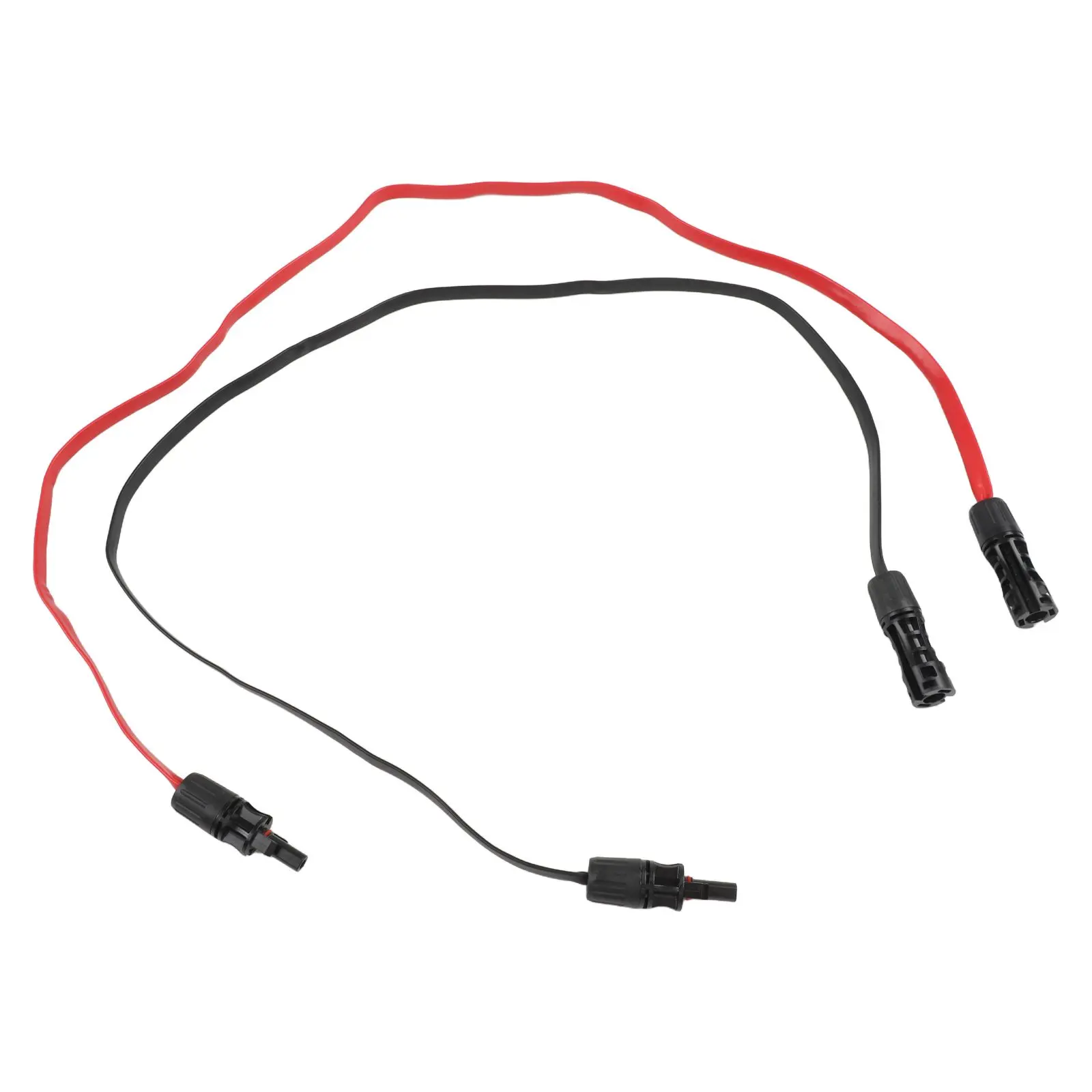Pair 100cm 4mm² Flat Solar Photovoltaic Cable Red Black Flexible Wire With PV Connector For Balcony Door Installation