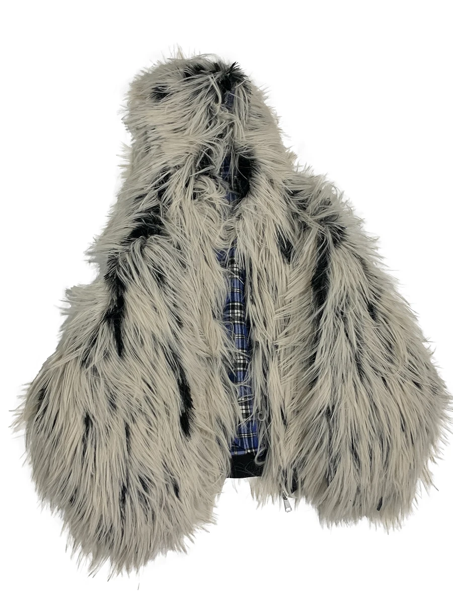 

Зимние двусторонние теплые красочные толстовки из искусственного меха большого размера, мужская роскошная дизайнерская одежда с клетчатой подкладкой, толстовка, уличная одежда