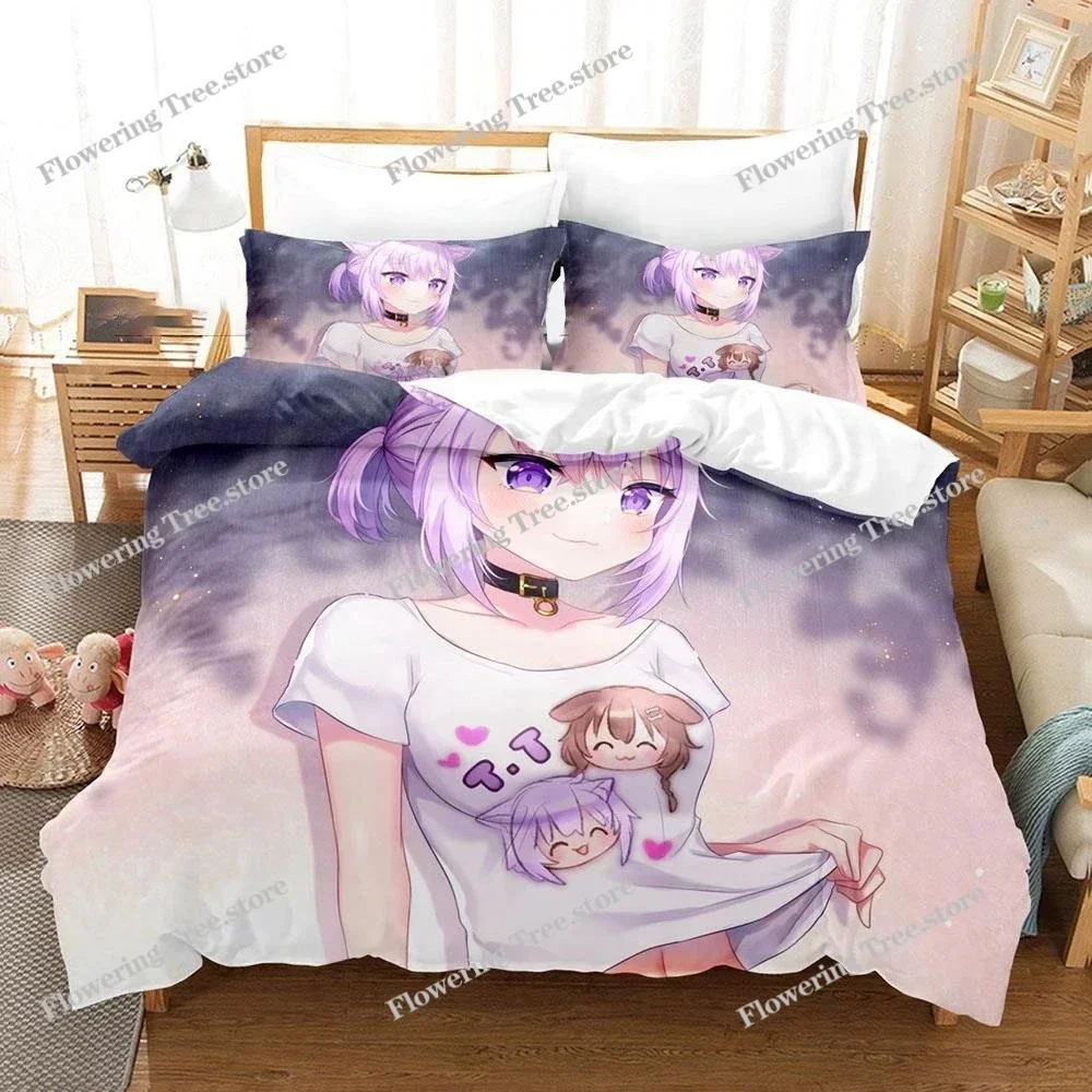 Nekomata Okayu Bedding Set Boys Girls Twin Queen Size Duvet Cover Pillowcase Bed Kids Adult Fashion Home Textileextile 4