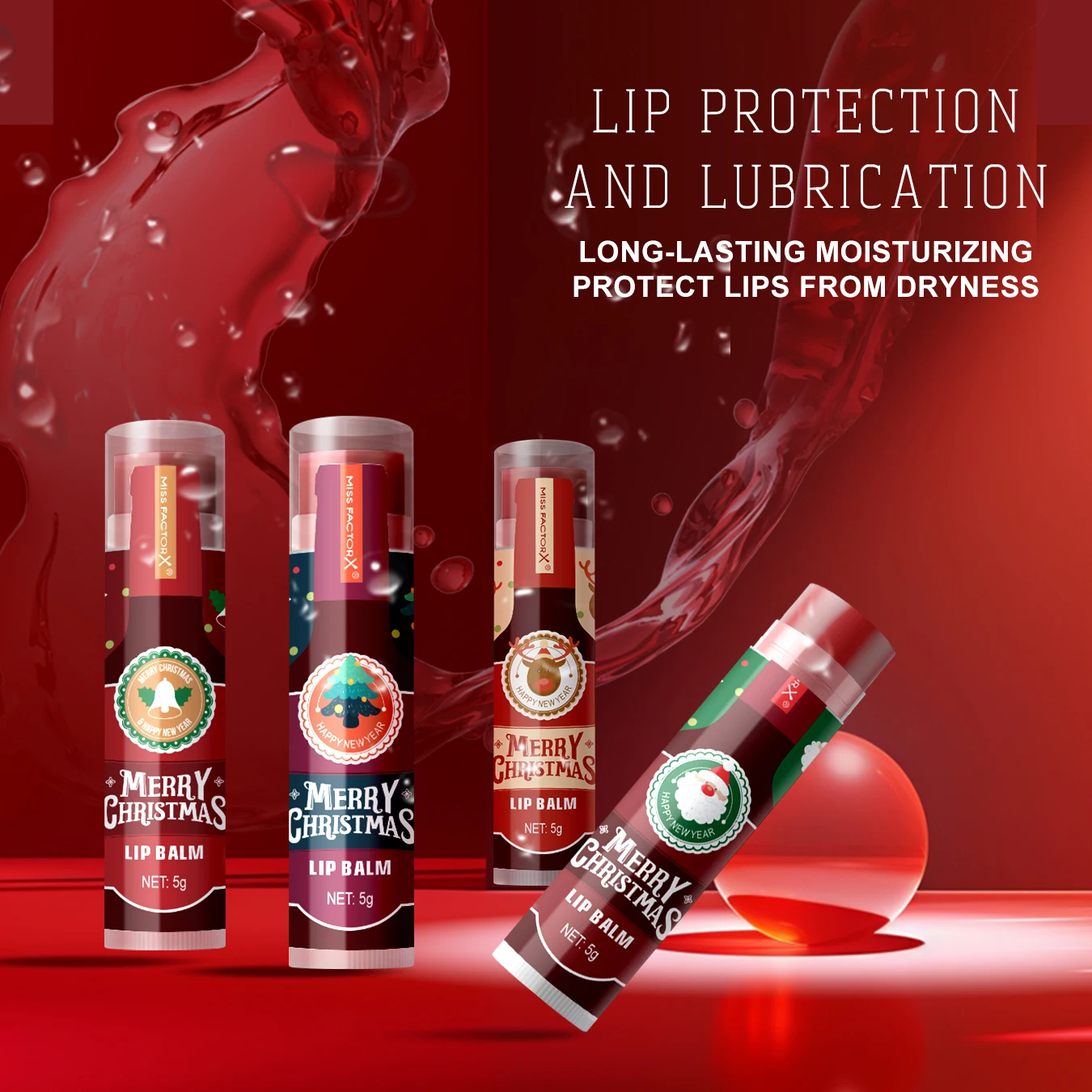 مجموعة أحمر شفاه ملون مكونة من 8 قطع - نبيذ أحمر ساخن لعيد الميلاد بطعم دائم ومرطب وبريق زجاجي #4