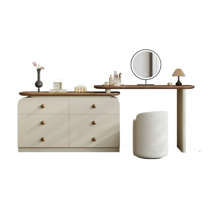 Commode en bois massif, table de maquillage intégrée, chambre à coucher moderne, baie vitrée simple, designer