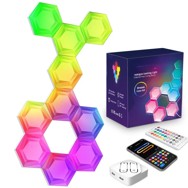 Lampu ambient e-sports, lampu dinding latar belakang pintar, lampu kuantum, lampu graffiti aktif suara, kontrol jarak jauh WIFI APP