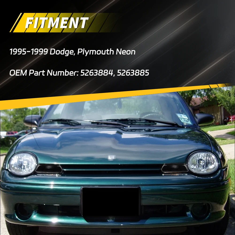 2 pièces pour Dodge Neon Plymouth Neon 1995 1996 1997 1998 1999, couvercle de feux de jour avant (DRL), de clignotants de pare-chocs et de feux de stationnement