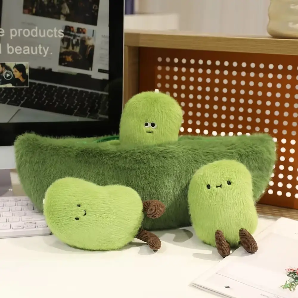 

Lifelike Plants Simulation Pea Pod Plush Doll Fluffy Collection Green Soybeans Plush Keychain 40cm Cartoon Kidney Bean Plush Toy