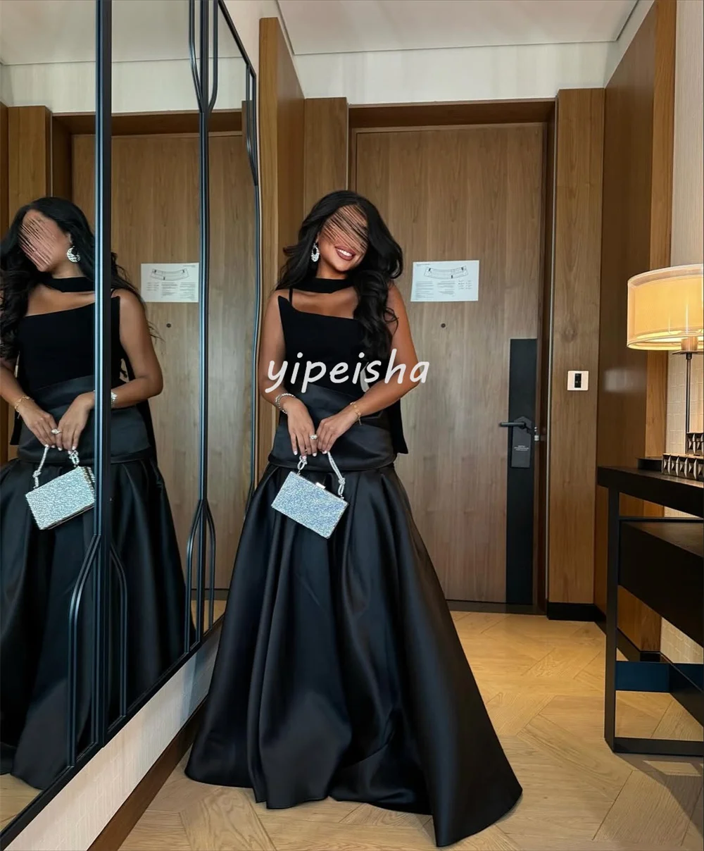 カスタマイズされたクラシックなマッチングジャージープリーツティアードAラインストラップレスロングドレスオーダーメイドの特別な機会のドレス中国風の絶妙な