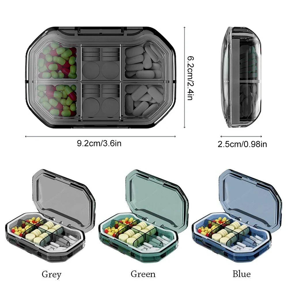 6 Compartment Pill Box, Daily Portable Medicine Vitamin Box, Travel Pill Organizer for Pocket Purse,Fish Oil Box,Supplement Box