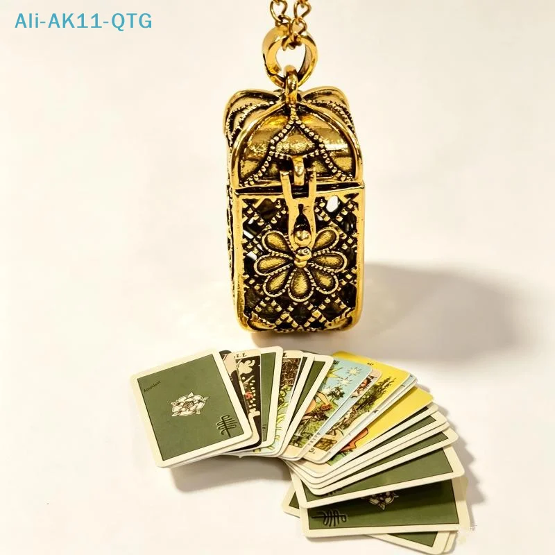 New Tiny Divination Card Locket Necklace With 22 Mini - Colorful Cards In Cage Pendant Steampunk Witch Spiritual Jewelry Gift