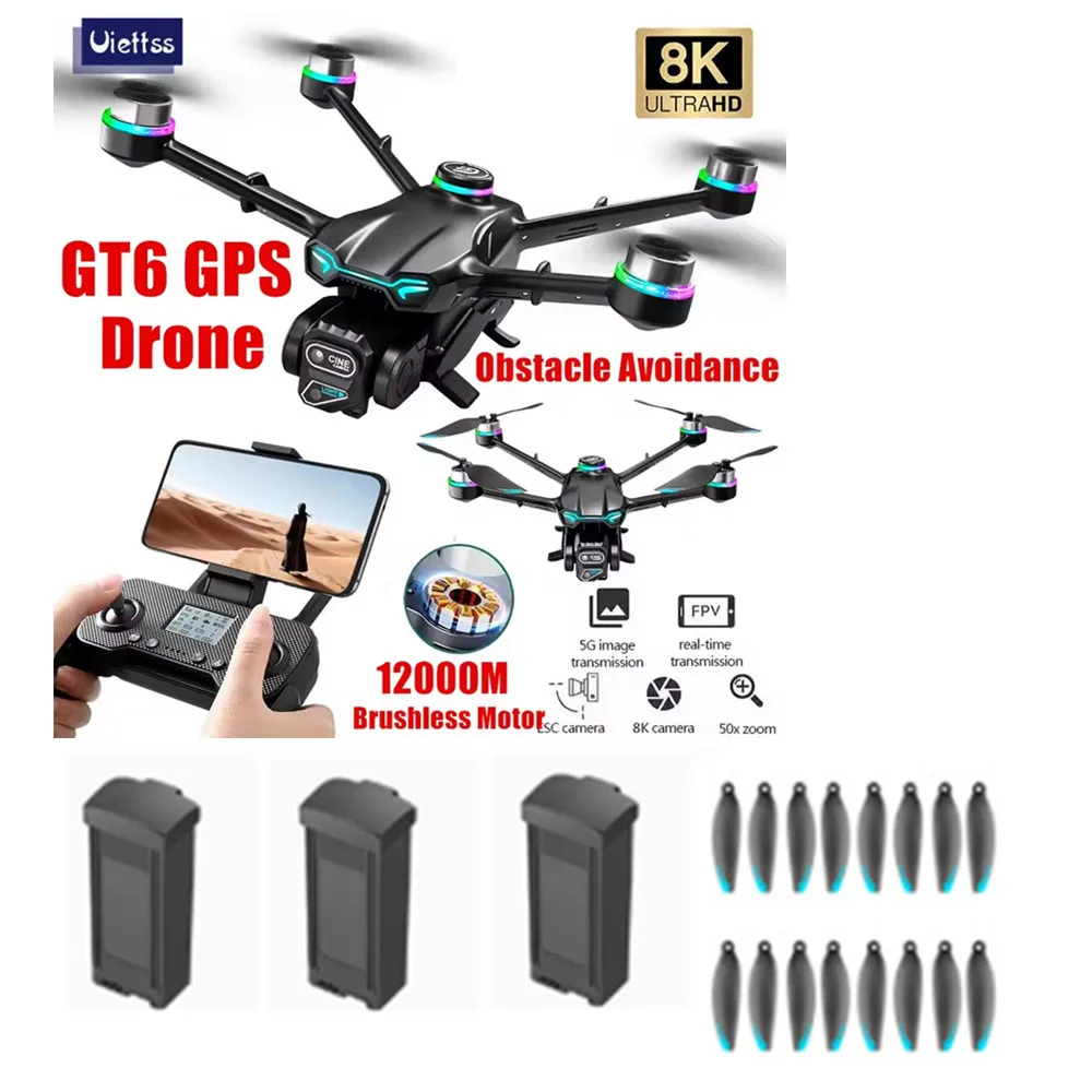 GT6 Drone Battery 7.4v 1300mAh Li-Poly / Propeller Blade / Use For GT6  Drone Accessory GT6 Drone Part