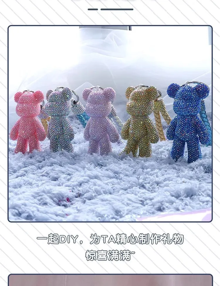 

Bear Diamond Painting Ornament DIY Cute Bag Pendant Decorative Charm Kids Gift Souvenirs Rhinestone Studded Keychain