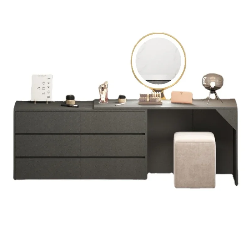 Wyj Modern Makeup Table Chest of Drawers Mirror with Light Integrated Corner Light Luxury Single Storage Cabinet