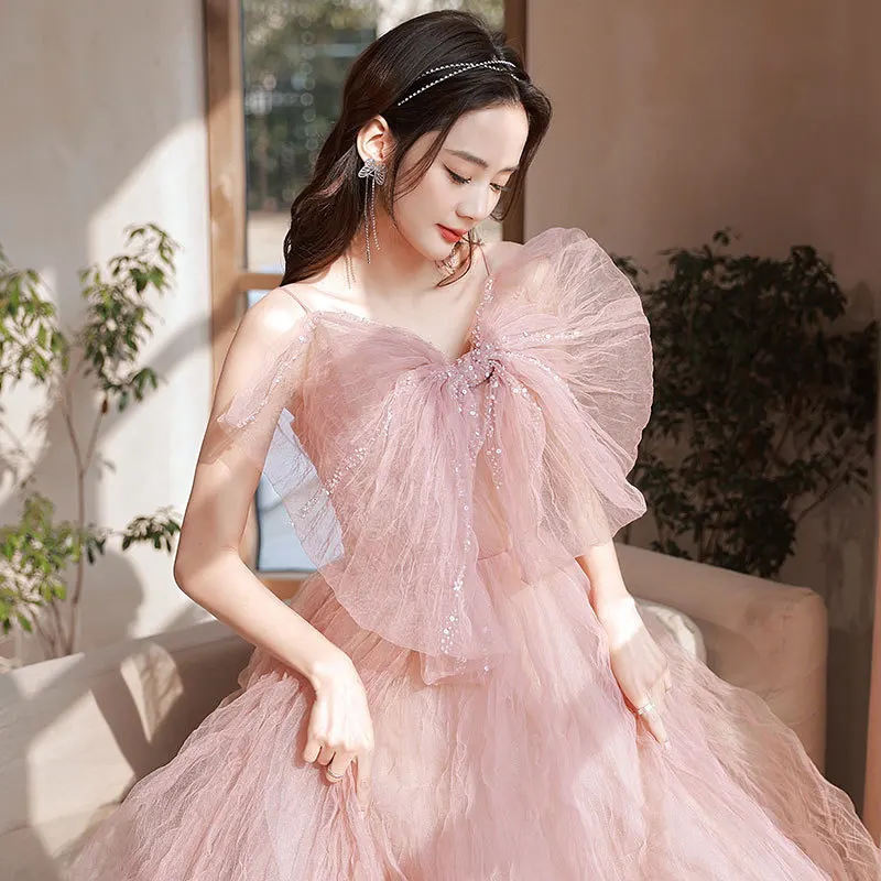 Pink Fairy Evening Dress Ladies Association Elegant Temperament Host Shine dress prom dress dresses for women