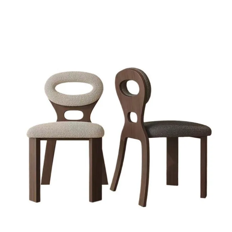 

Solid wood dining chair wabi wind retro Internet celebrity Nordic design makeup soft bag art medieval hippo