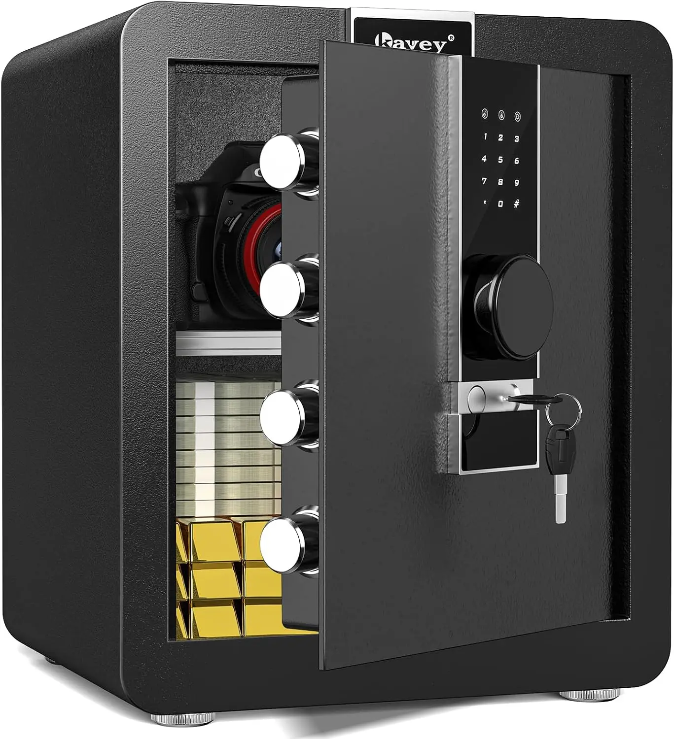 1.8 Cubic Feet Fireproof Safe Box, LCD Touch Screen Home Safe with Dual Alarm System & Mute Mode, Waterproof Steel Security Safe