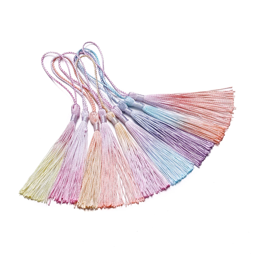 

10Pcs Gradient Color 13cm Tassels Polyester Silk Tassel Fringe Crafts Jewelry for Diy Jewelry Making Pendant Decor Bookmark