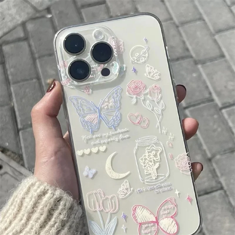 Fantasy Butterfly Daisy Flower Case for Samusng Galaxy A55 A54 A35 A23 A24 S24 Ultra S22 S23 Plus S20 S21 FE A33 A52 A53 A52S 5G