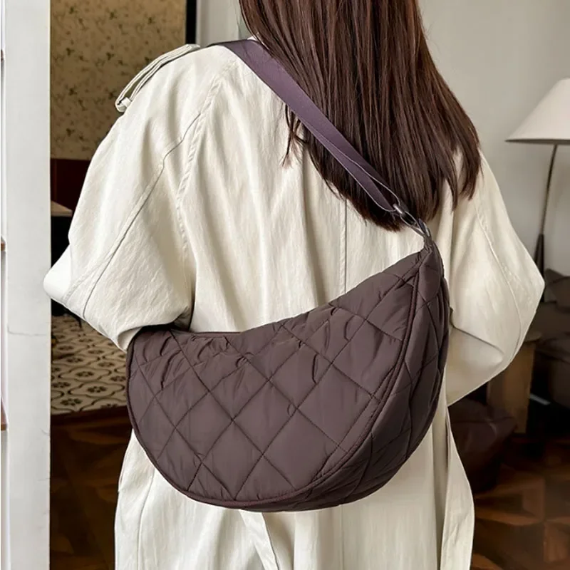 Cintura meia lua cinto saco cor sólida crossbody saco de ombro grande capacidade portátil náilon xadrez sacos viagem para deslocamento