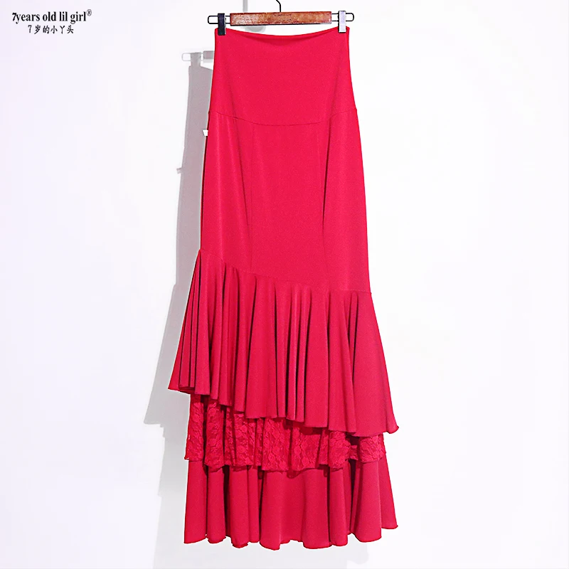 Roupa de dança flamenco senhoras saia de dança traje de desempenho ekk21