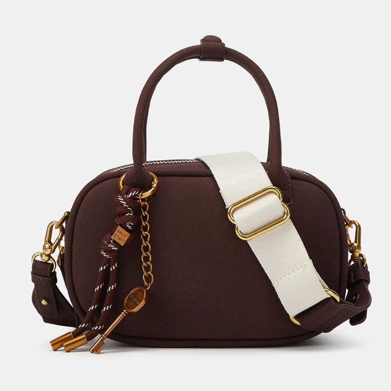 

Новая осенняя матовая женская маленькая сумка из искусственной замши в стиле ретро, мини-ручная сумка для боулинга, женская повседневная сумка через плечо для поездок на работу