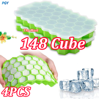 4/2/1PCS Silicone Ice Cube Mold with Lids - 148 Large Capacity Cube Trays, BPA Free Reusable & Food Grade, Ice Maker，Whiskey