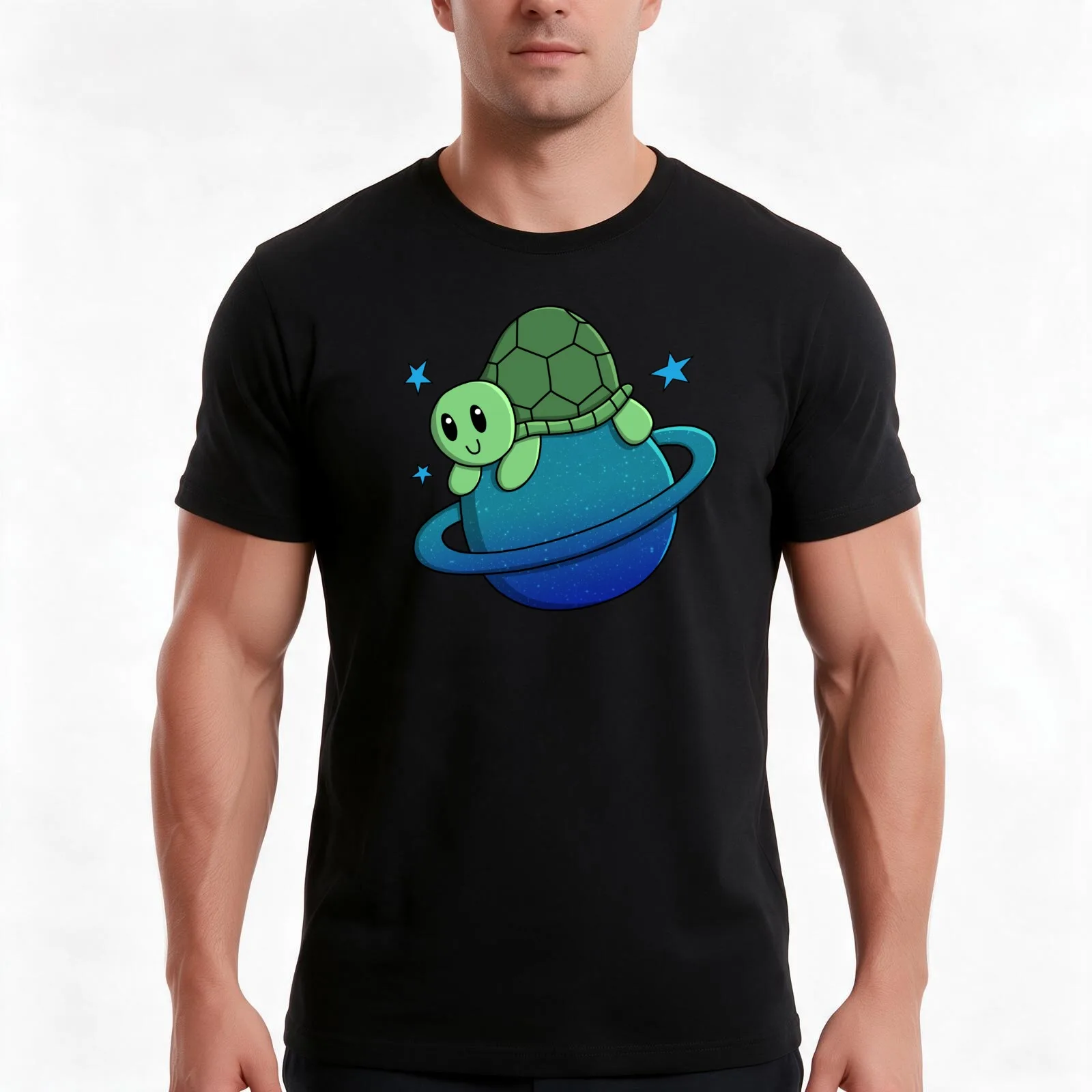 Cute Neptune Turtle T-Shirt, Summer Casual Cotton Tee, Oversized Streetwear Tops, Vintage Graphic Print, Loose Fit Short Sleeve