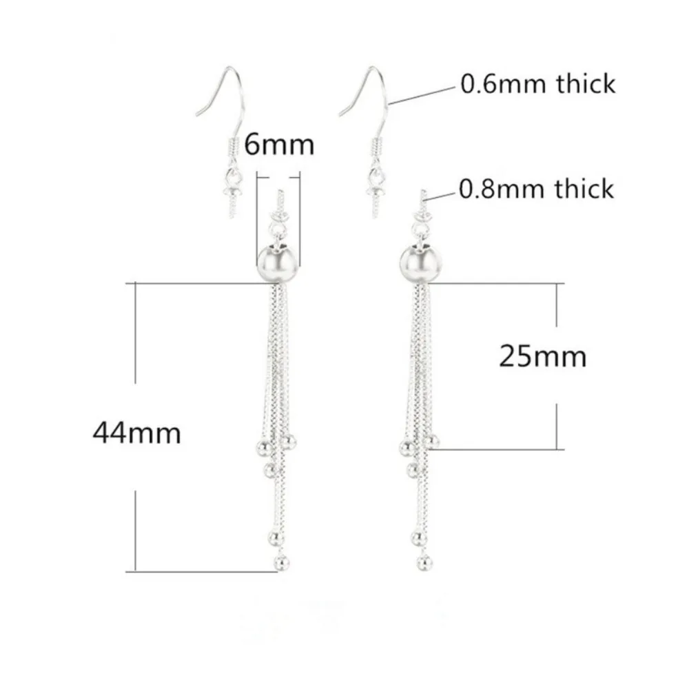 Earring Settings for 8mm-12mm Round Beads Sterling Silver Earring Blank Tassel Earring Base SE0038