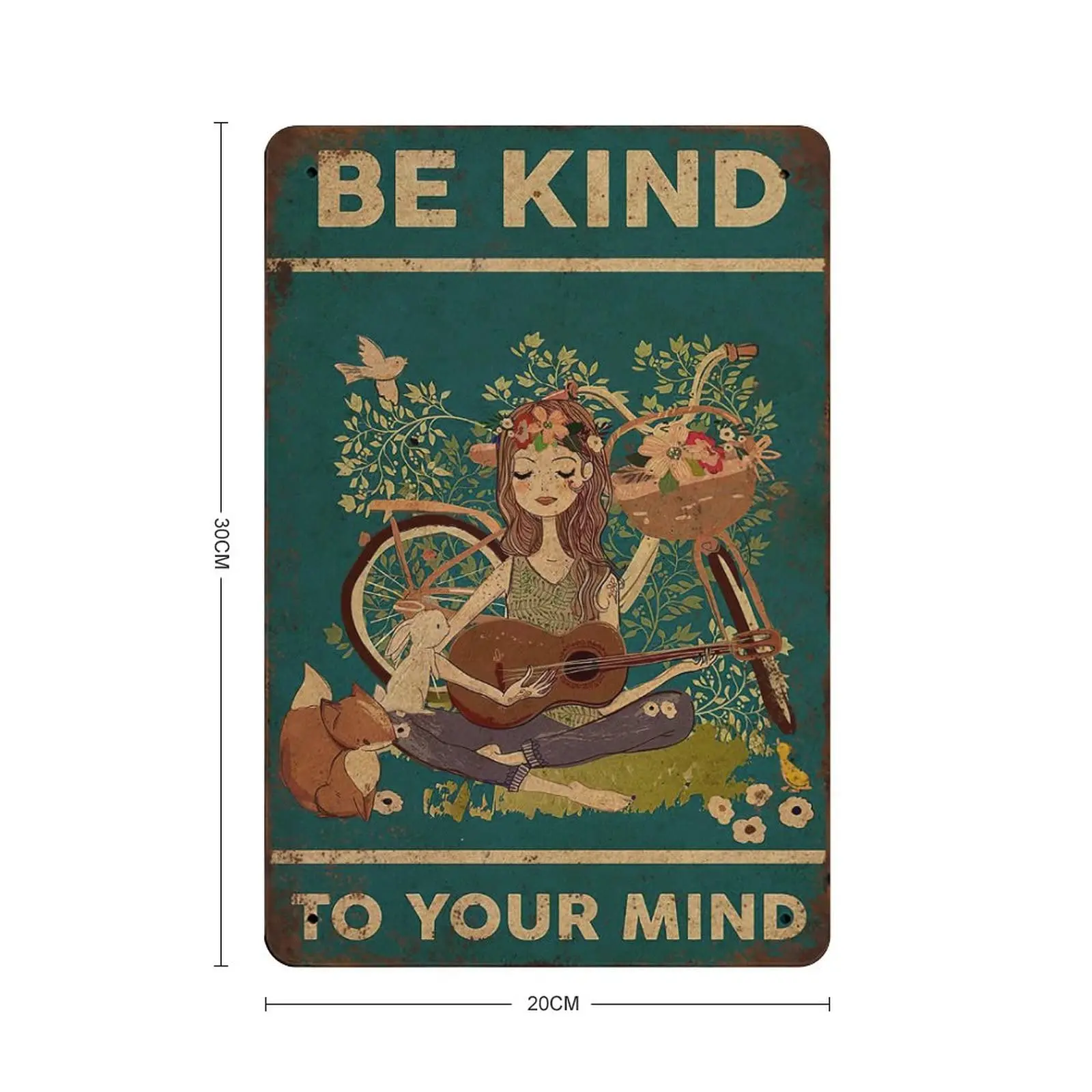 Shabby Durable Thick Metal Sign,Be Kind to Your Mind Nature Vertical Tin Sign, Be Kind to Your Mind Nature,Vintage Wall Decor，No