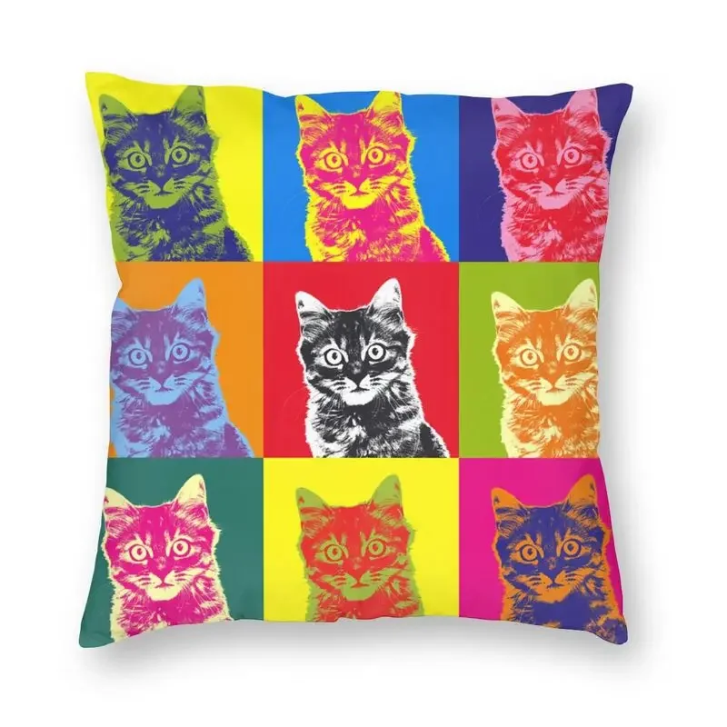 Bedroom Pillowcase Living Room Home Decor Tabby Cat Portrait Sofa Cushion Cover Pop Art