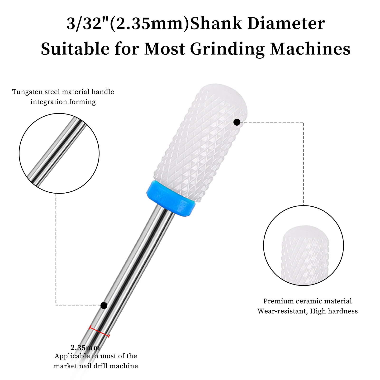 Juego de cabezales de molienda de cerámica, brocas para pulir cutículas, adecuadas para herramientas eléctricas rotativas Dremel, accesorios para uñas Dremel, 6 uds.