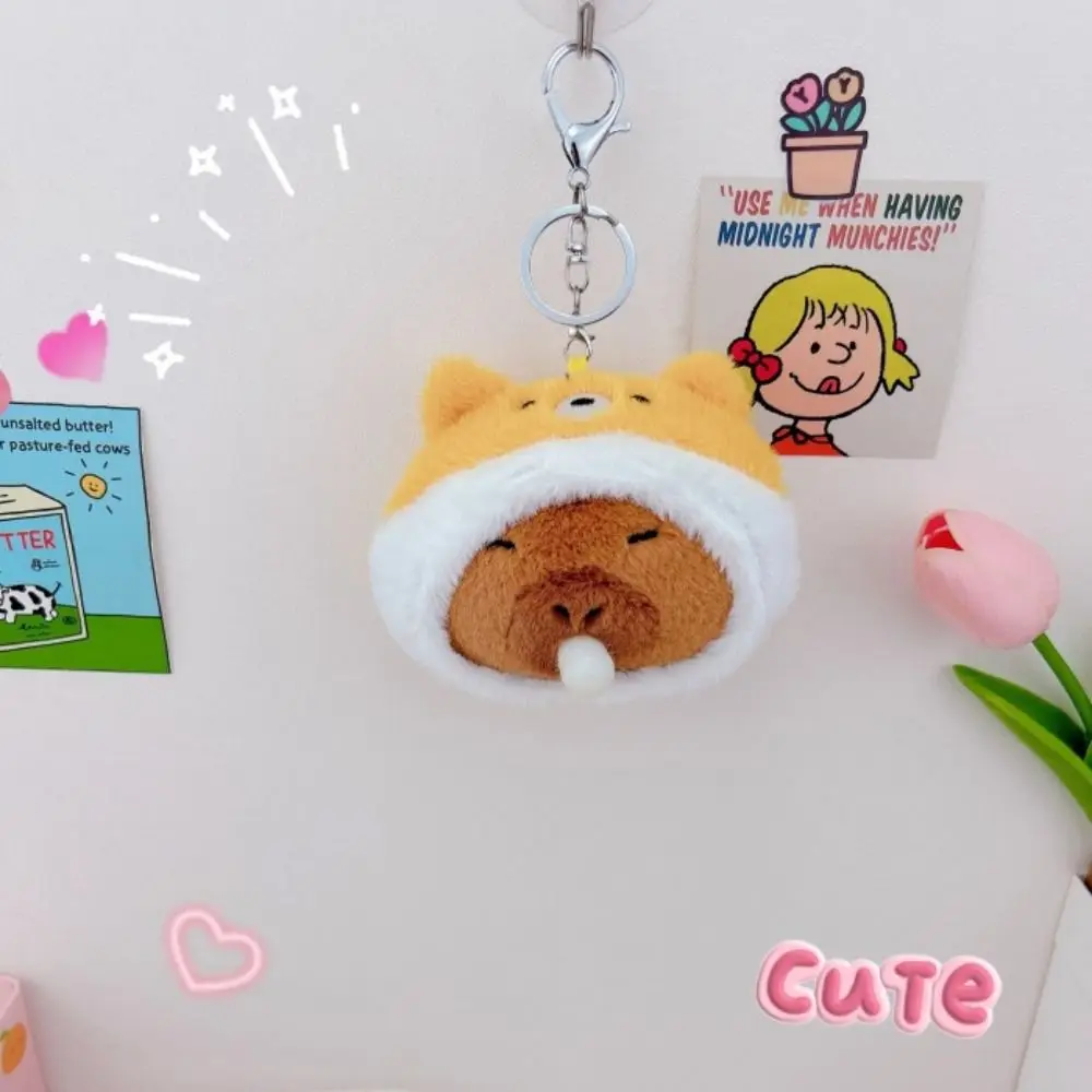 Plüsch Capybara Schlüssel bund mehrfarbige Kopf bedeckung Capybara Puppe Capybara Tasche Anhänger weichen Cartoon flauschige Tier puppe Geburtstags geschenk